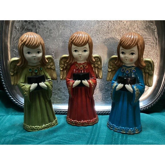Other - Vintage Set of 3 Singing Christmas Angels Choir Ardo Japan Ceramic MCM Complete